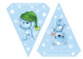 Printable template flags. Banner Baby Shower, Birthday, New Year or Christmas Party with baby bears and snowflakes