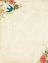 Printable vintage bird and roses stationary or background