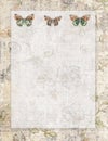 Printable vintage shabby chic style abstract floral stationary or background with butterflies Royalty Free Stock Photo