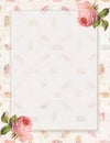 Printable vintage shabby chic style floral rose stationary on feather background Royalty Free Stock Photo