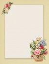 Printable vintage shabby chic style floral rose stationary on green paper background Royalty Free Stock Photo