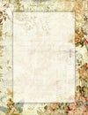 Printable vintage shabby chic style floral stationary with butterflies