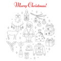 PrintChristmas and New Year holiday line icons set Royalty Free Stock Photo