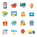 PrintDigital vector line icons set mobile shopping Royalty Free Stock Photo