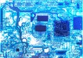 Printed blue computer circuit board