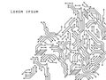 Printed circuit board black and white computer technology poster template, vector