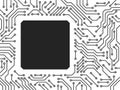 Printed circuit board black and white computer technology square frame template, vector