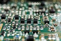 printed circuit Board with chips and radio components electronics Royalty Free Stock Photo