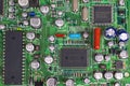 Printed circuit Board with chips and radio components electronics Royalty Free Stock Photo