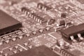 Printed circuit board close up for background Toned image Royalty Free Stock Photo