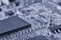 Printed circuit board close up for background Toned image Royalty Free Stock Photo