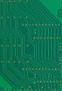 Printed circuit board, electronic components plate macro closeup background texture, green vertical textured pattern Royalty Free Stock Photo