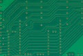 Printed circuit board, electronic components plate macro closeup, large detailed horizontal background texture copy space Royalty Free Stock Photo