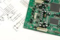 Printed circuit board and electronic scheme Royalty Free Stock Photo