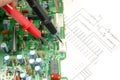 Printed circuit board and electronic scheme Royalty Free Stock Photo