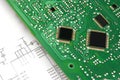 Printed circuit board and electronic scheme Royalty Free Stock Photo