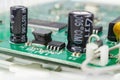 Printed circuit board with installed electronic components closeup Royalty Free Stock Photo