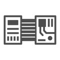 printed circuit board layout microchip contacts solid icon, electronics concept, PCB vector sign on white background