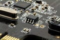 Printed Circuit Board (PCB) with, ICs, Capacitors, and Resistors Royalty Free Stock Photo