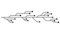Printed circuit board PCB tracks isolated on white background. Technical clipart with lines and dots at the ends. Dividers for Royalty Free Stock Photo