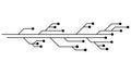 Printed circuit board PCB tracks isolated on white background. Technical clipart with lines and dots at the ends. Dividers for Royalty Free Stock Photo