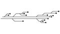 Printed circuit board PCB tracks isolated on white background. Technical clipart with lines and dots at the ends. Dividers for Royalty Free Stock Photo