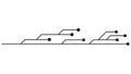 Printed circuit board PCB tracks isolated on white background. Technical clipart with lines and dots at the ends. Dividers for Royalty Free Stock Photo