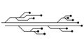 Printed circuit board PCB tracks isolated on white background. Technical clipart with lines and dots at the ends. Dividers for Royalty Free Stock Photo