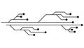 Printed circuit board PCB tracks isolated on white background. Technical clipart with lines and dots at the ends. Dividers for Royalty Free Stock Photo