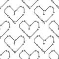 Printed circuit board black and white hearts shape computer technology seamless pattern, vector Royalty Free Stock Photo