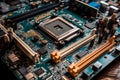 printed circuit board with processor. Generative AI.