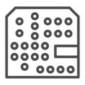 Printed circuit board with slots line icon, electronics concept, PSB vector sign on white background, outline style icon