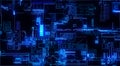 Printed circuit board. Visualization of advanced technology concept: PCB processor microchip, digitization of neural Royalty Free Stock Photo