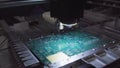 Printed circuit boards production factory. Technological process. Microchip production factory. Production of electric