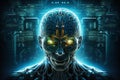 Printed circuit brain emulating cognitive neural functions through an alien android computer processor Royalty Free Stock Photo