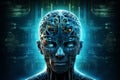 Printed circuit brain emulating cognitive neural functions through an alien android computer processor Royalty Free Stock Photo