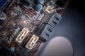 Printed computer motherboard with SATA Ports Royalty Free Stock Photo