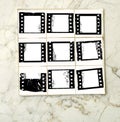 Printed contact sheet with empty camera film photo frames, free copy space, free copy space, mock up,template, grungy Royalty Free Stock Photo