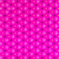 Bright pink background with dots and simple petal shapes.