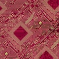 Printed red industrial circuit board pattern