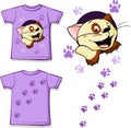 Printed T-shirt - Cute cat - vector