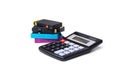 Printer cartridges and calculator Royalty Free Stock Photo