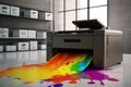 Printer color splashes. Generate Ai Royalty Free Stock Photo