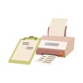 The printer comes with a pastel green clipboard vector illustrations