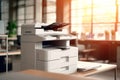 Printer copier scanner sunlight. Generate Ai Royalty Free Stock Photo