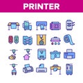 Printer Equipment Collection Icons Set Vector