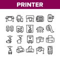 Printer Equipment Collection Icons Set Vector