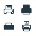 printer and fax line icons. linear set. quality vector line set such as paper printer, print tool, printer