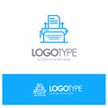 Printer, Fax, Print, Machine Blue Outline Logo Place for Tagline