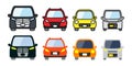 Car automobile vehicle front design cute vector illustration color icon set